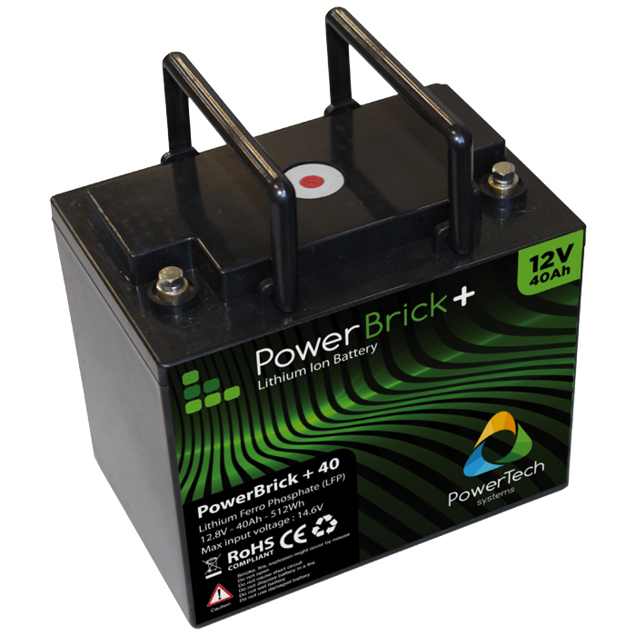 Lithium-Batterie wasserdicht PowerTeck Powerbrick+ 12V 40Ah -  -  Ihr wassersport-handel